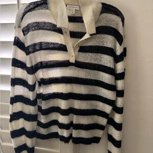 Topshop Black and White Striped Polo Sweater (never worn)